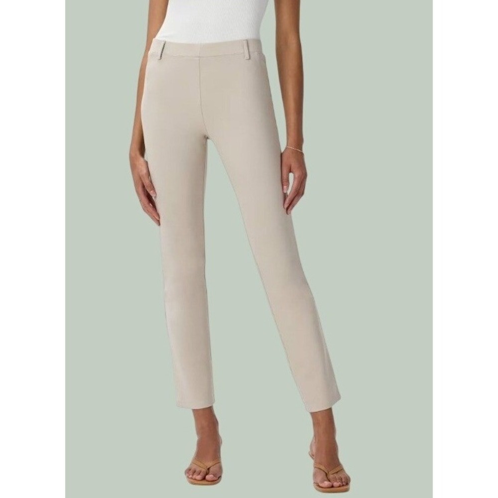 Quince Ultra-Stretch Ponte Straight Leg Pants Womens M Sand Beige Minimalist